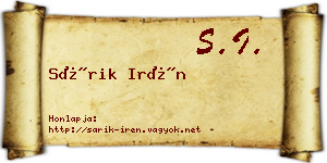 Sárik Irén névjegykártya